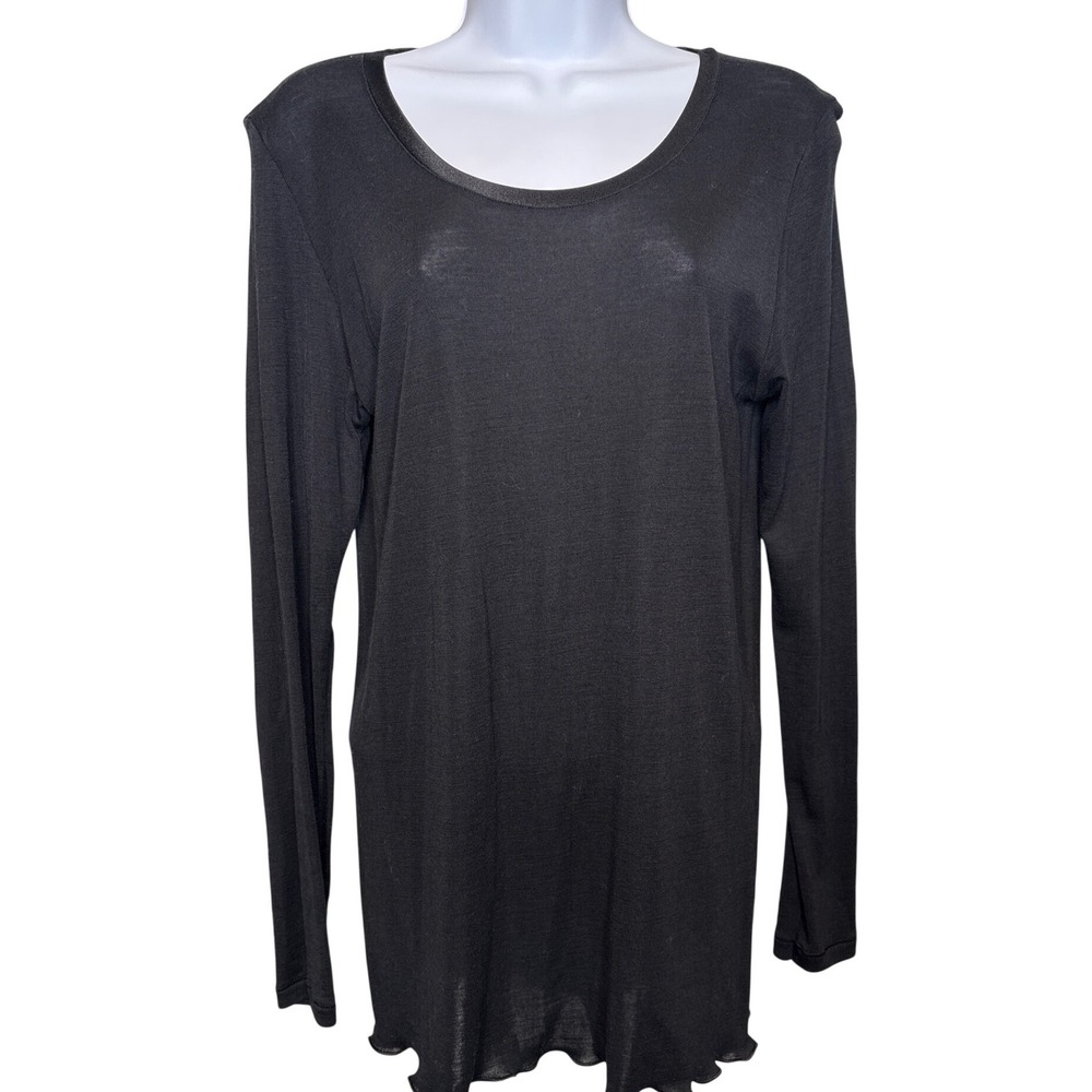 CALIDA of Switzerland Daily Functionwear Black Long Sleeve Sheer Mesh Top Size L